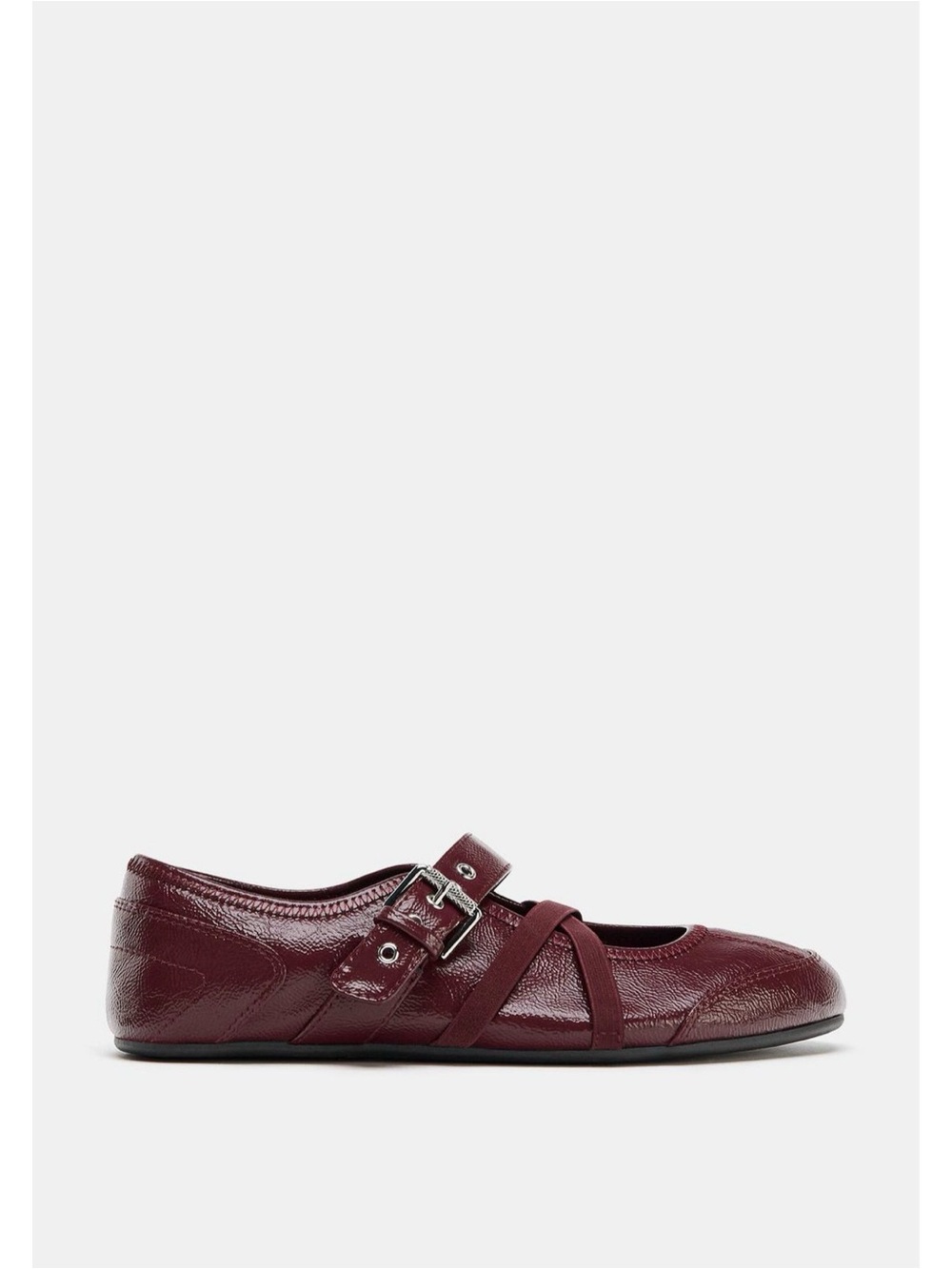 ZARA PATENT EFFECT BALLET FLATS WITH BUCKLES size 6.5 - Picture 4 of 6